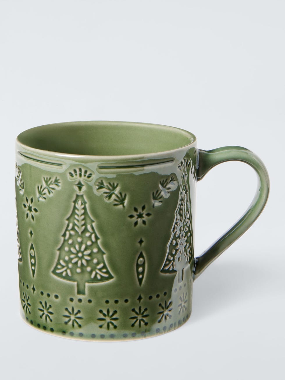 John Lewis Christmas Tree Debossed Stoneware Mug  350ml  Green