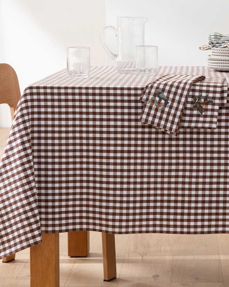 Bethany Checkered Dyed Woven 100% Washed Cotton Tablecloth