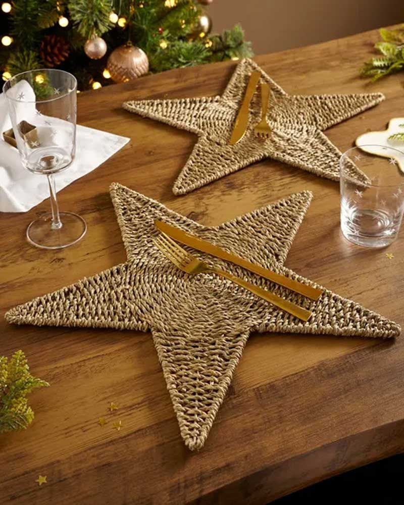 Set of 2 Star Woven Rattan Placemats