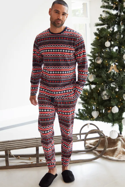 'Joy' Cotton Long Sleeve Christmas Fairisle Pyjama Set