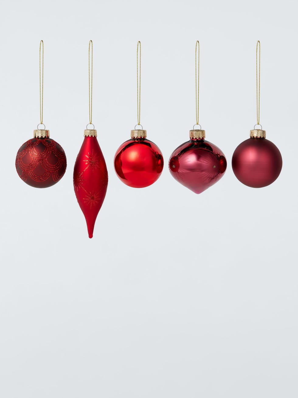 John Lewis Assorted Glass Baubles  Box of 20  Red