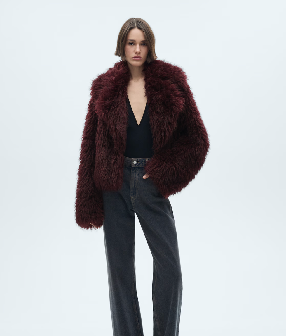 Fur-Effect Jacket with Lapels