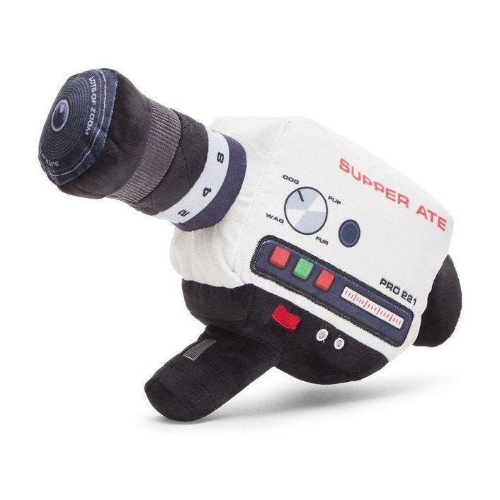 Supper Ate Camcorder Video Camera Squeaky Plush Dog Chew Toy