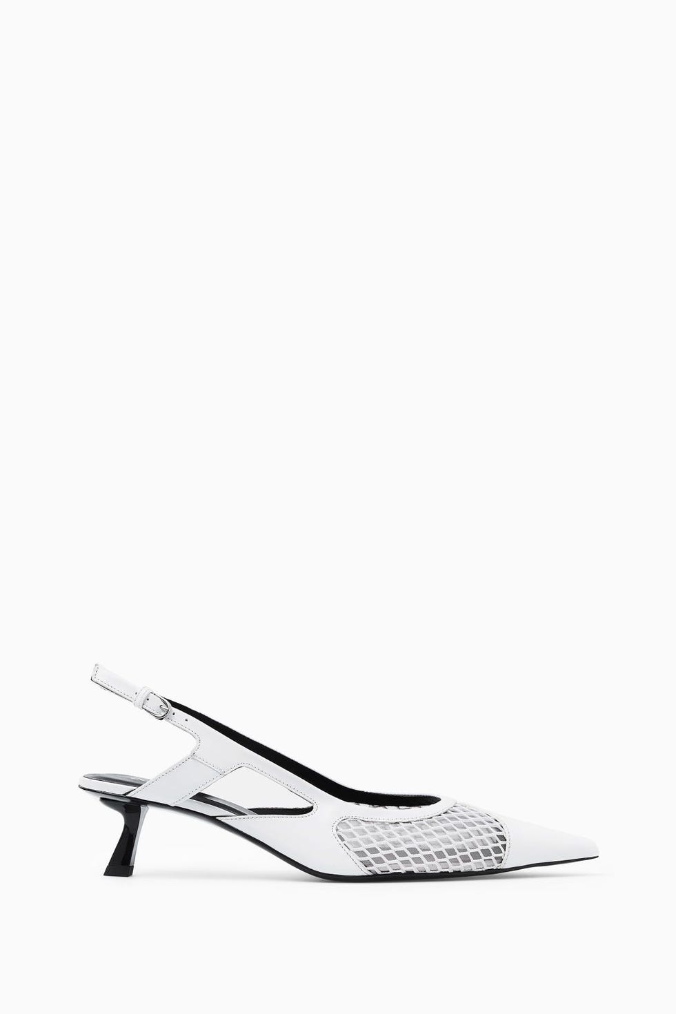 Pointed Mesh Slingback Kitten Heels