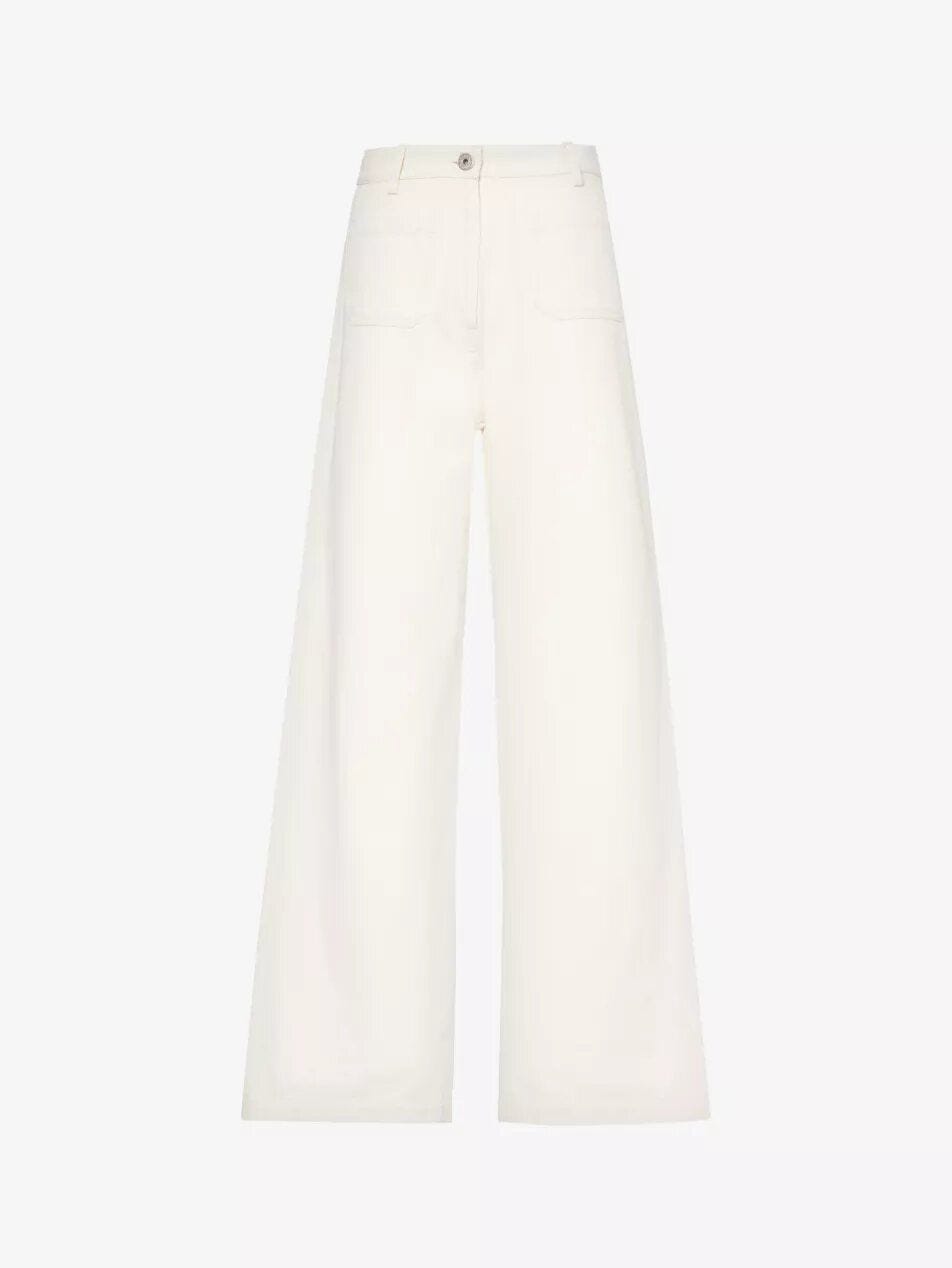 Branded-Patch Wide-Leg High-Rise Jeans