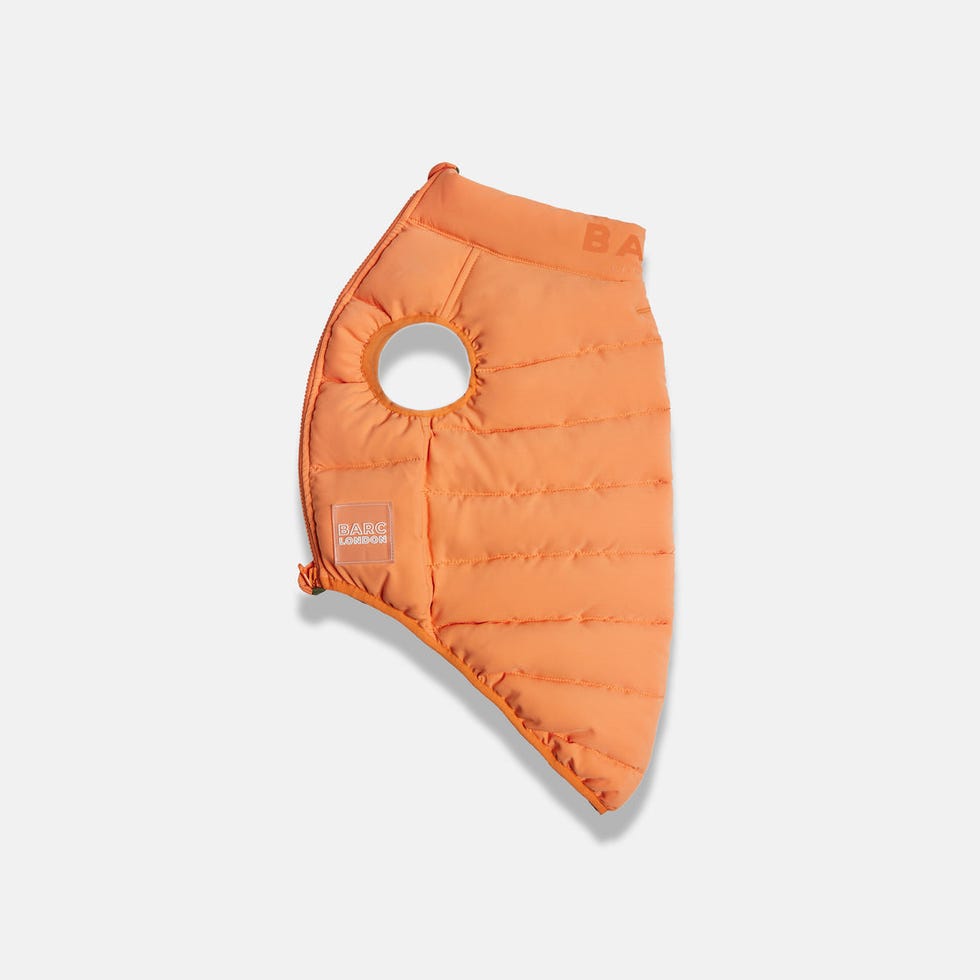 Reversible Dog Puffer Jacket: Coral & Khaki Green - Large