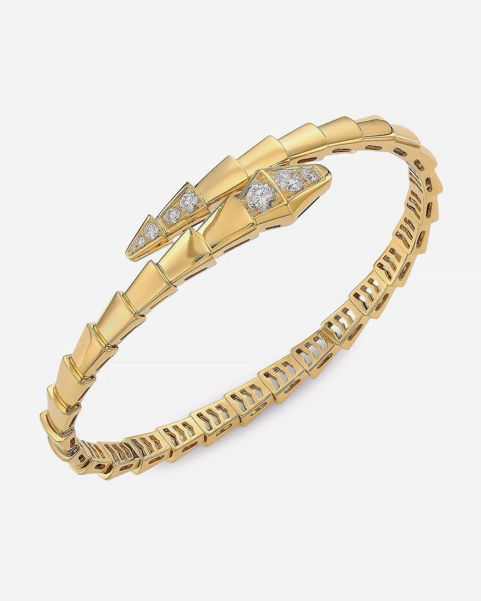 Serpenti Viper 18K Yellow Gold & Diamond Bangle Bracelet