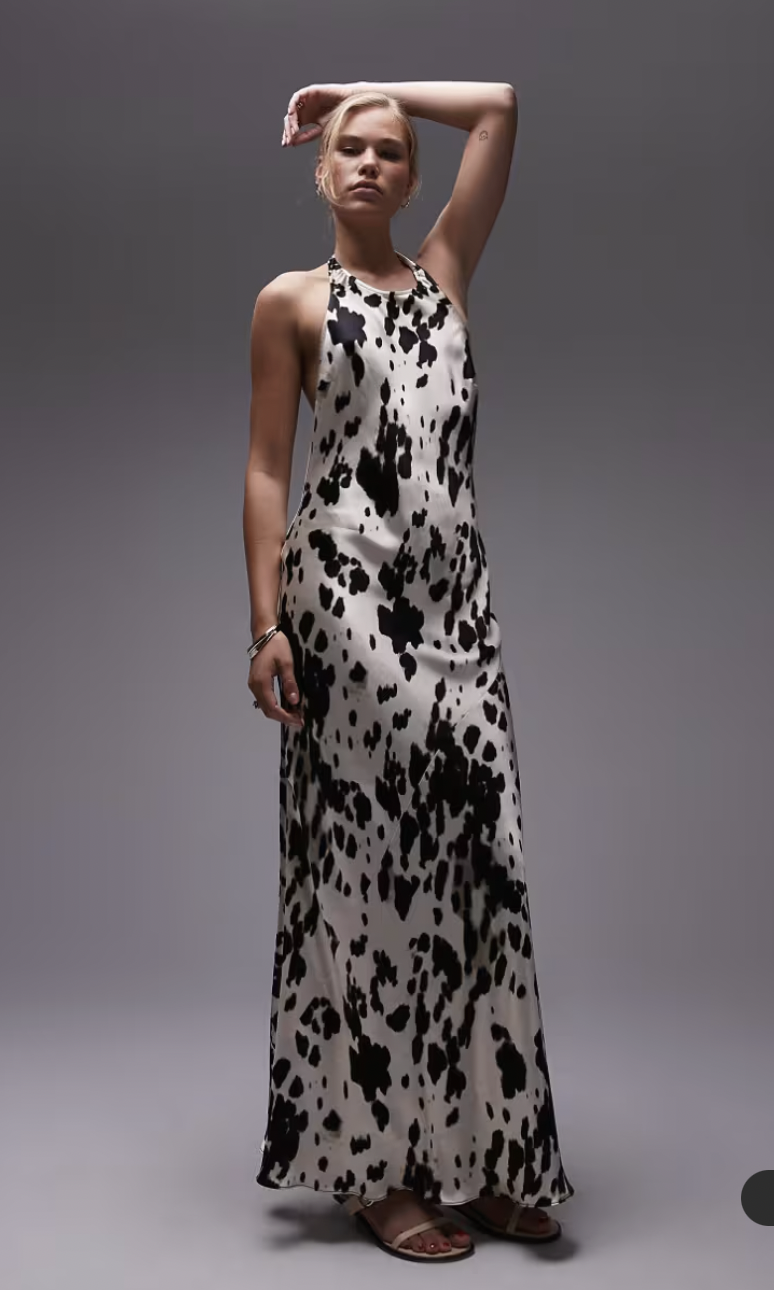 Topshop Cow Print Halter Maxi Dress