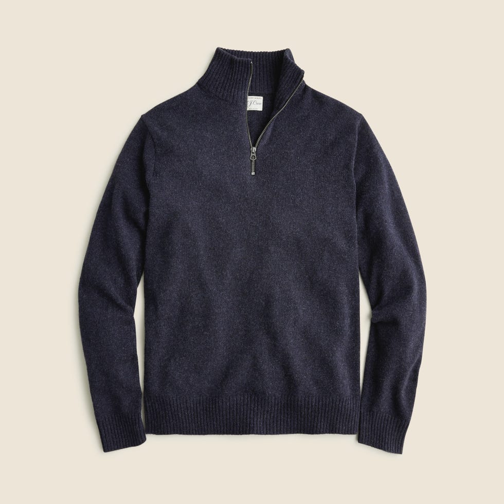 Marled rugged merino wool-blend half-zip sweater