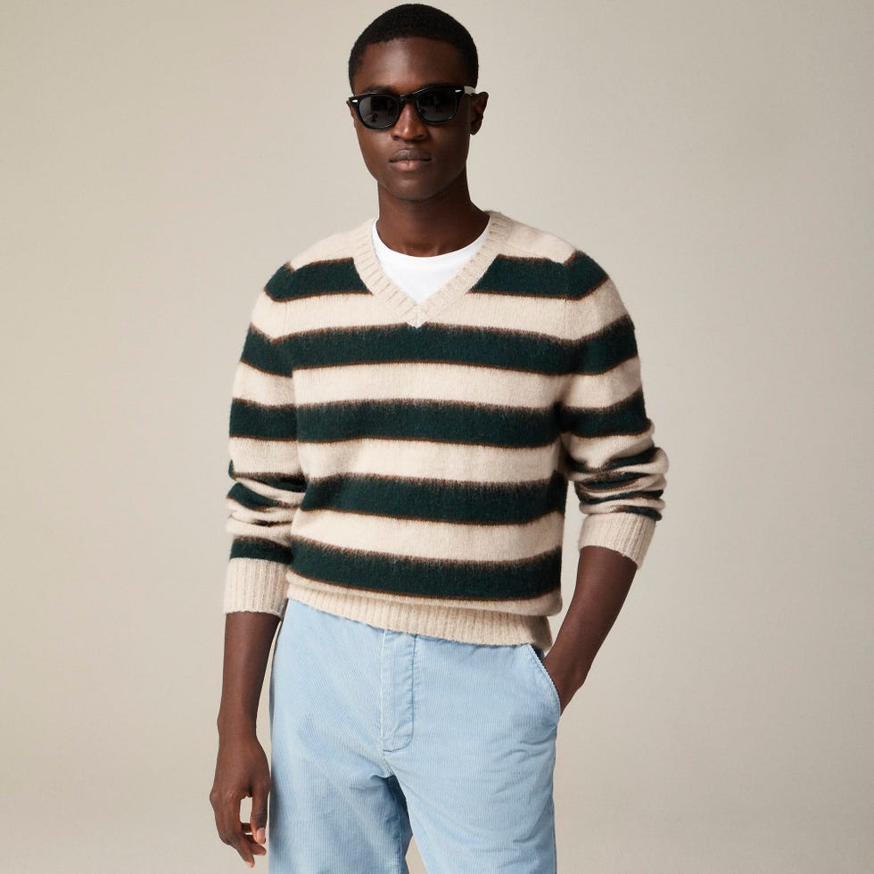 Brushed wool sweater in stripe