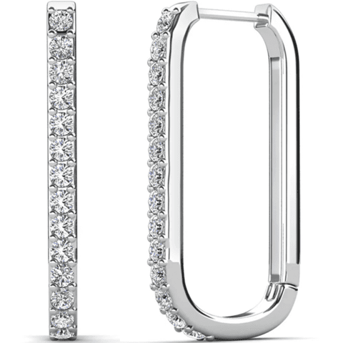 Nadia 18k White Gold Plated Silver Hoop Earrings with Swarovski Crystals