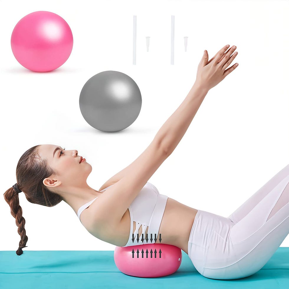 KYYLZ 2 PCS Yoga Pilates Palla da Esercizio Mini,Palle da ginnastica,17-25cm Yoga Fitness Ball,Palla Pilates Piccola Ginnastica,per Esercizi Addominali e Spalla Esercizi di Riabilitazione,Rosa Grigio