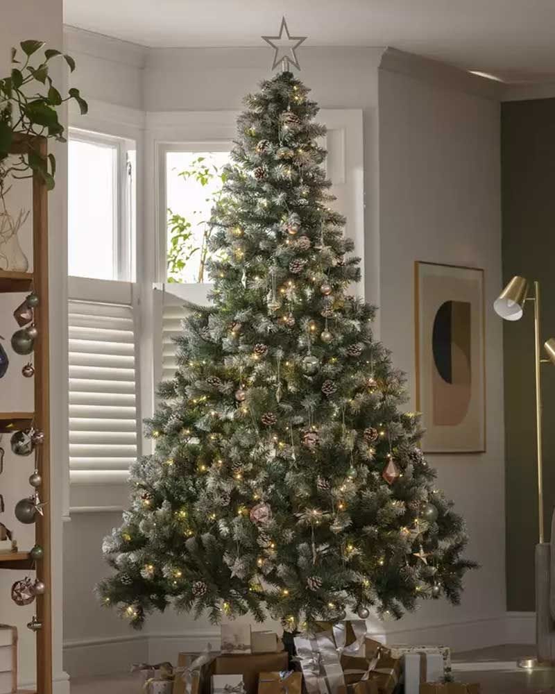 8ft Pre lit Blue Oscar With Pine Cone Christmas 