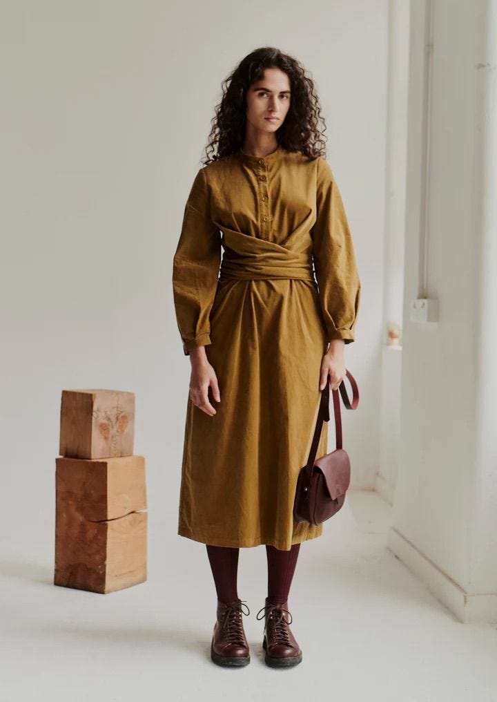 Organic Needlecord Wrap Dress