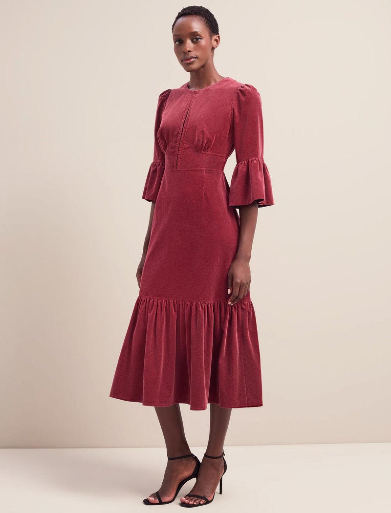 Daphne Corduroy Maxi Dress – Blush