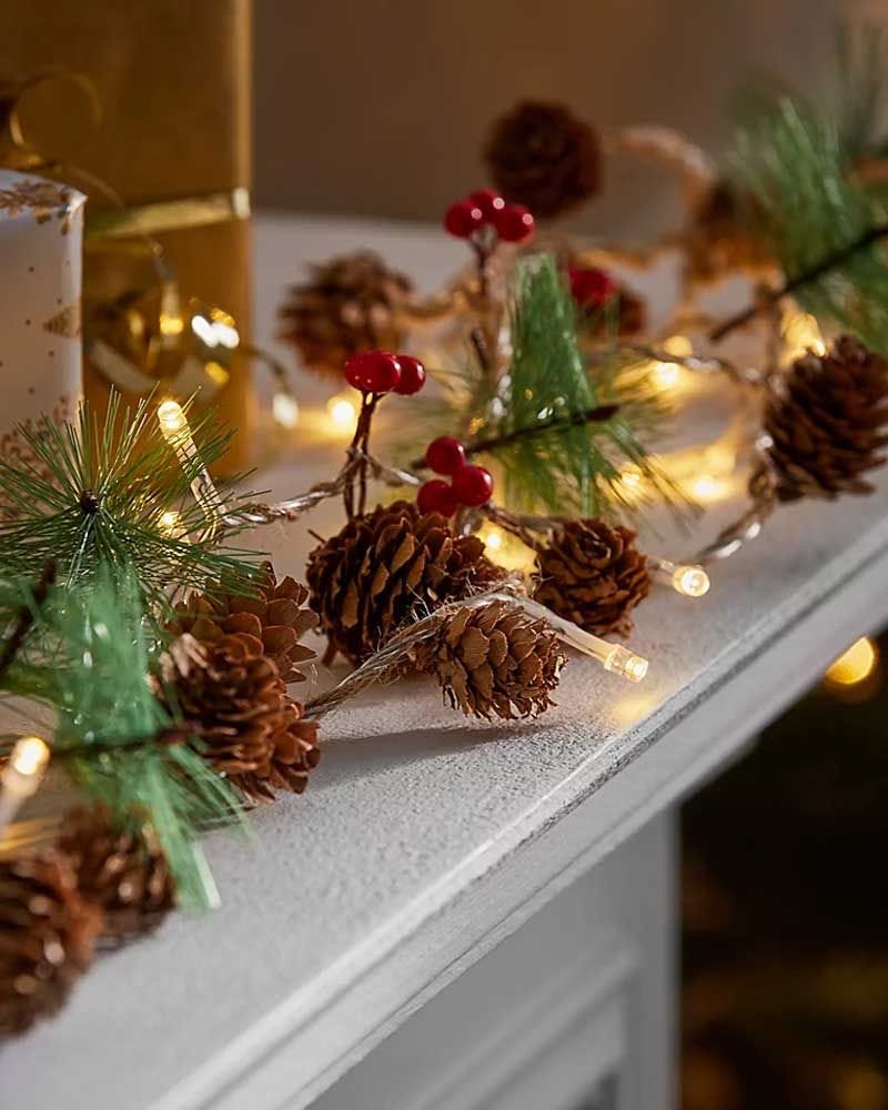 20 Pine Cone Garland String Lights