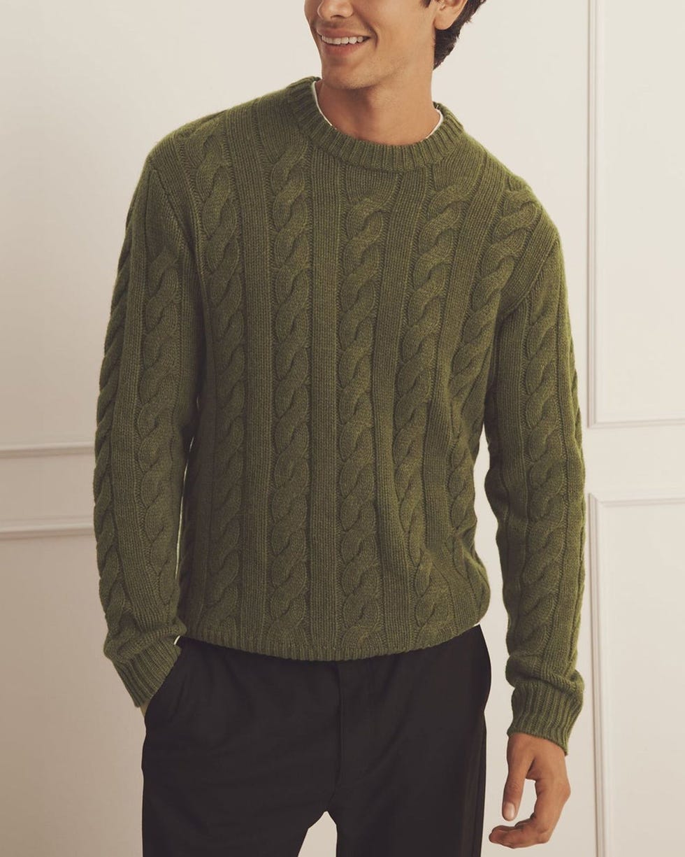 Super Luxe Cashmere Cable Crewneck