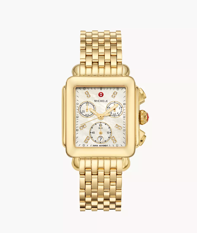 Deco 18K Gold-Plated Diamond Dial Watch