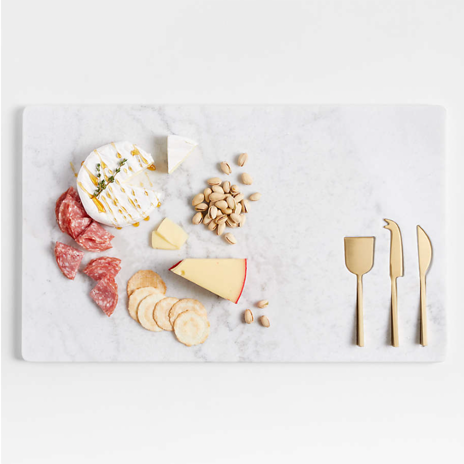 Octavia Large Marble Board with Cheese Knives