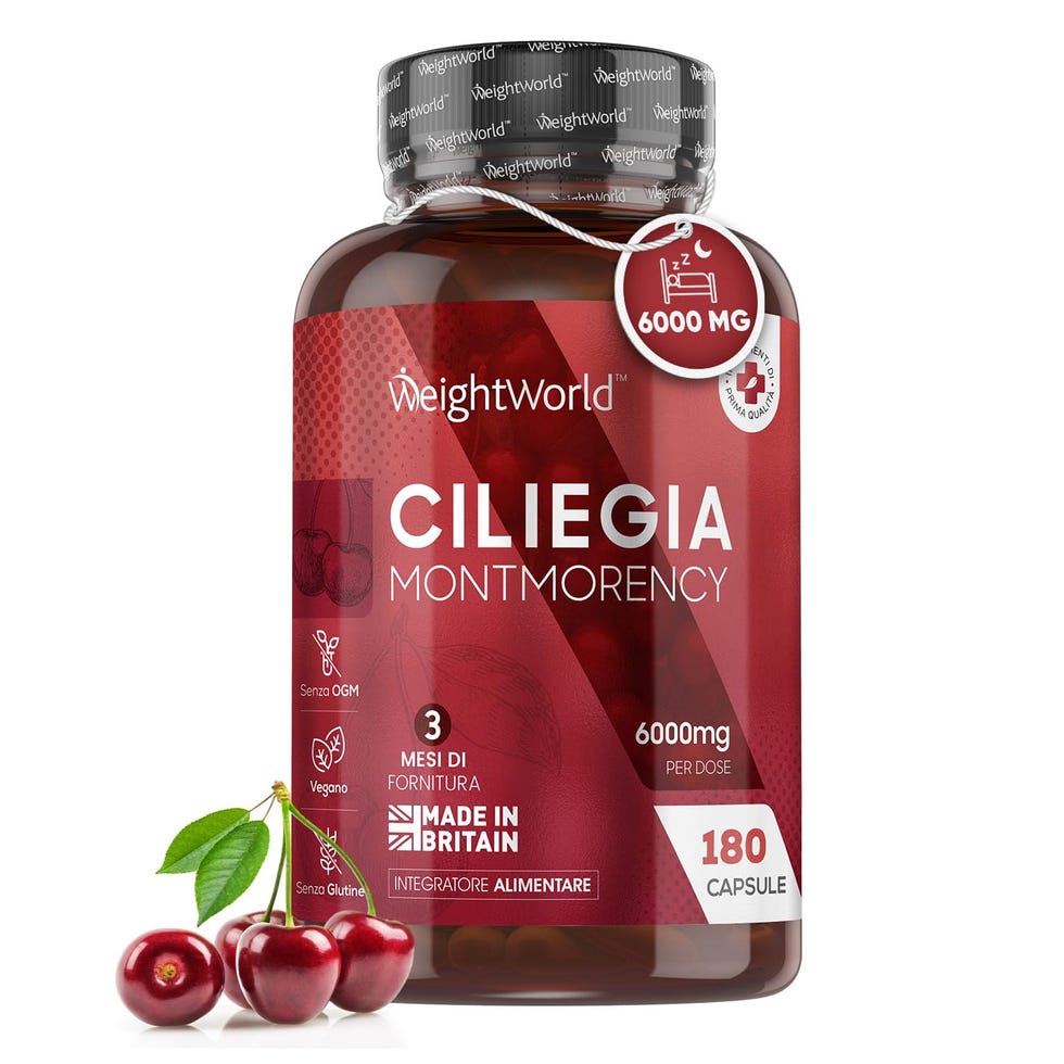 Montmorency Cherry 6000mg (Estratto 50:1) per 3 Mesi, 180 Capsule Vegane di Estratto di Ciliegia Prunus Cerasus, Fonte di Vitamina A, C, Polifenoli e Antociani, Cherry Montmorency Senza Glutine nè OGM