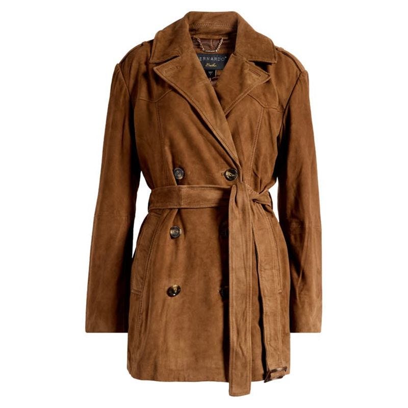 Suede Belted Trench Coat