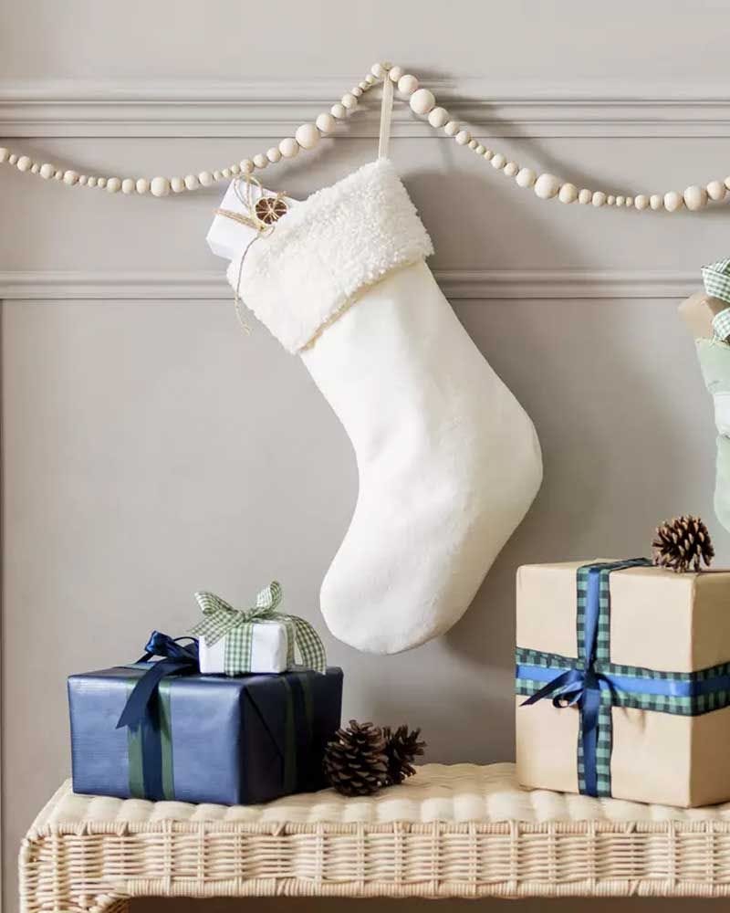 Cream Quilted Christmas Stocking