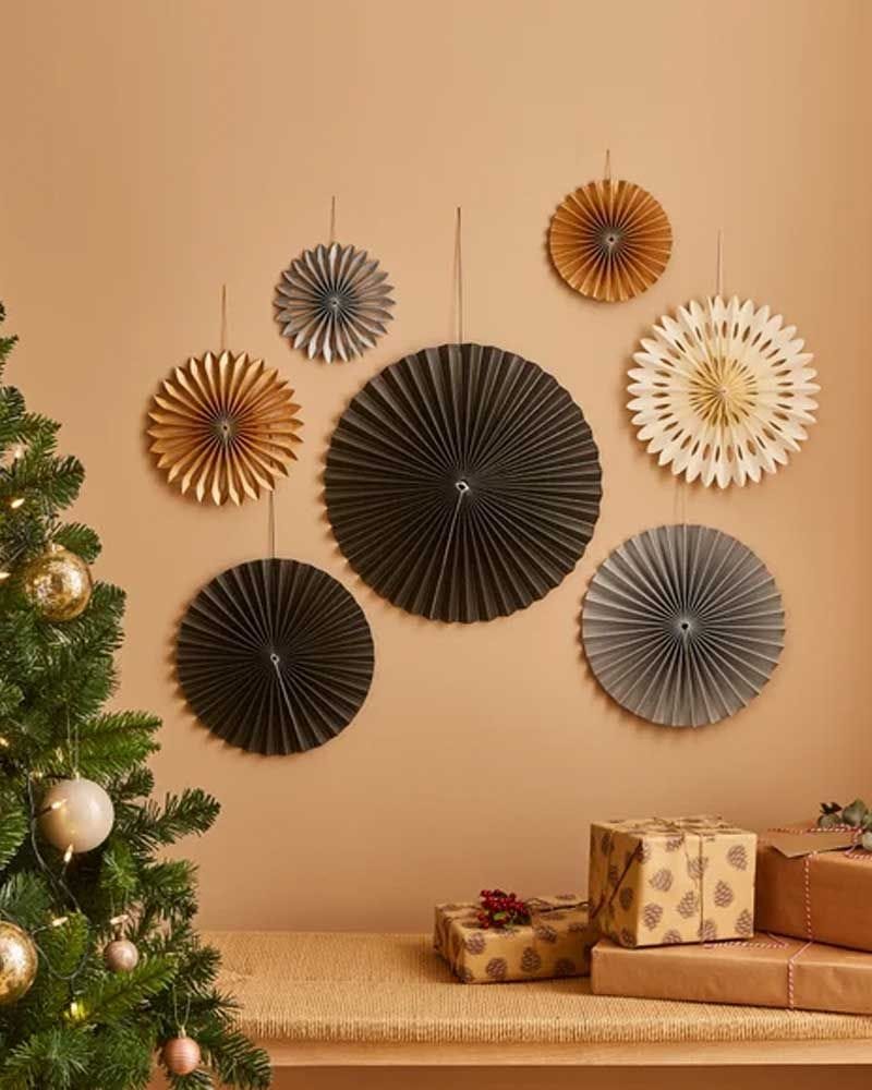 Pack of 7 Starlight Paper Hanging Fan Decoration
