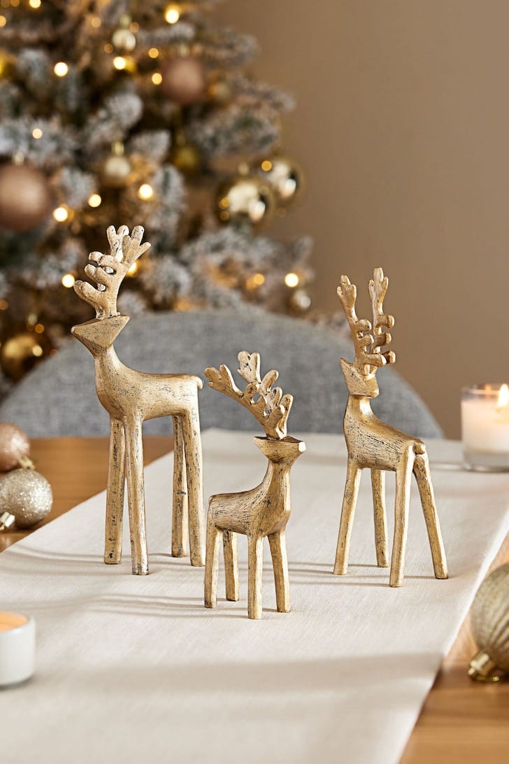 Gold Set of 3 Tone Stag Ornaments