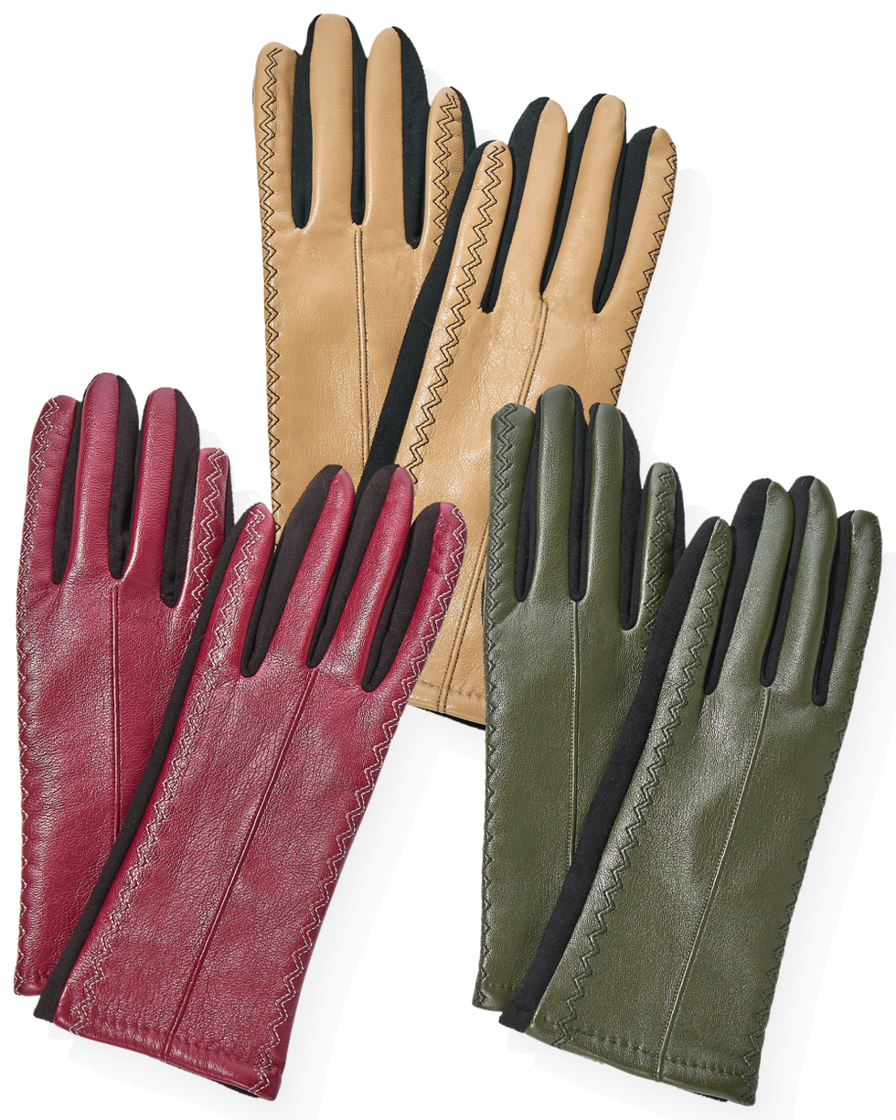 Faux leather gloves