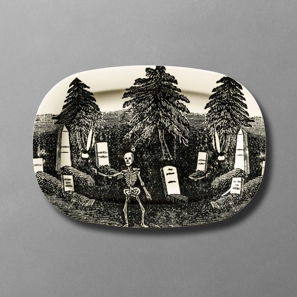 Skeleton and Cemetery Melamine Oval Tray