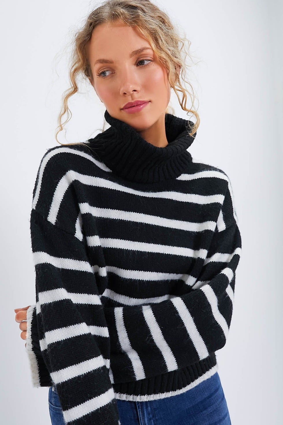 Black Josephine Stripe Turtleneck