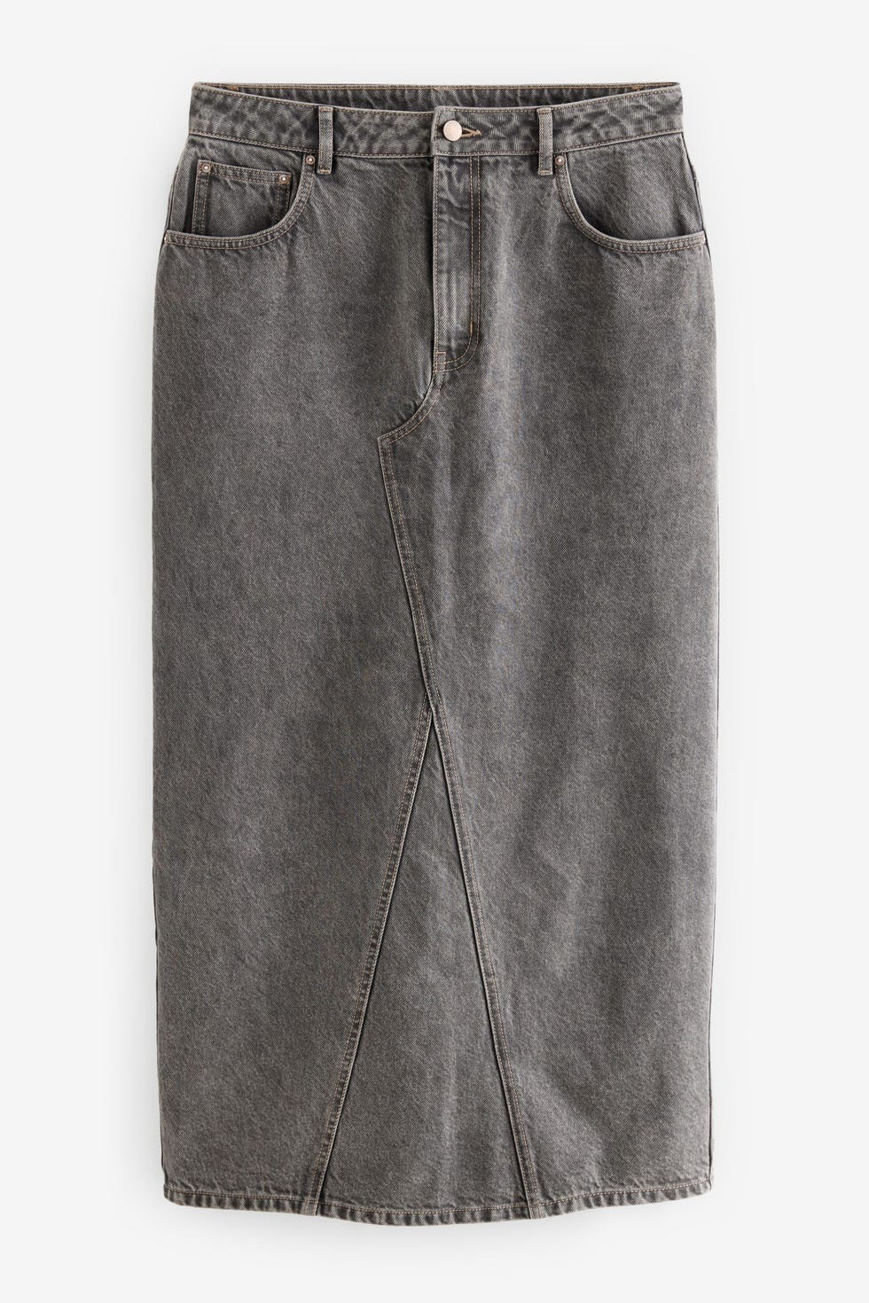 Grey Hourglass Maxi Denim Skirt