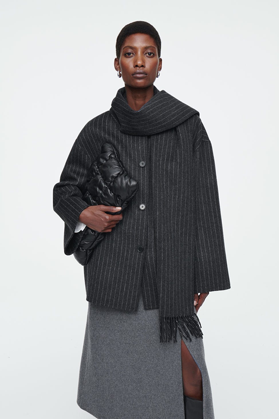 Oversized wool-blend scarf-jacket