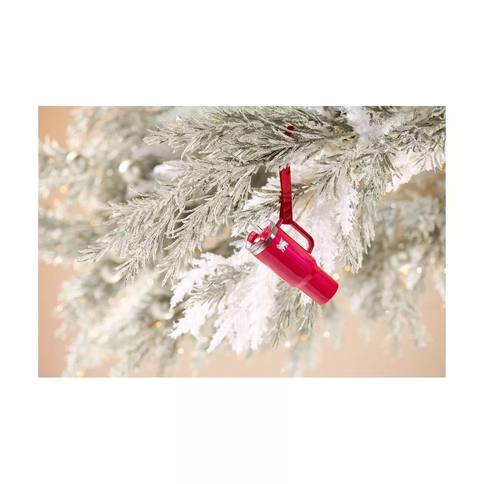 Water Bottle Christmas Tree Ornament Keychain (Red Shimmer)