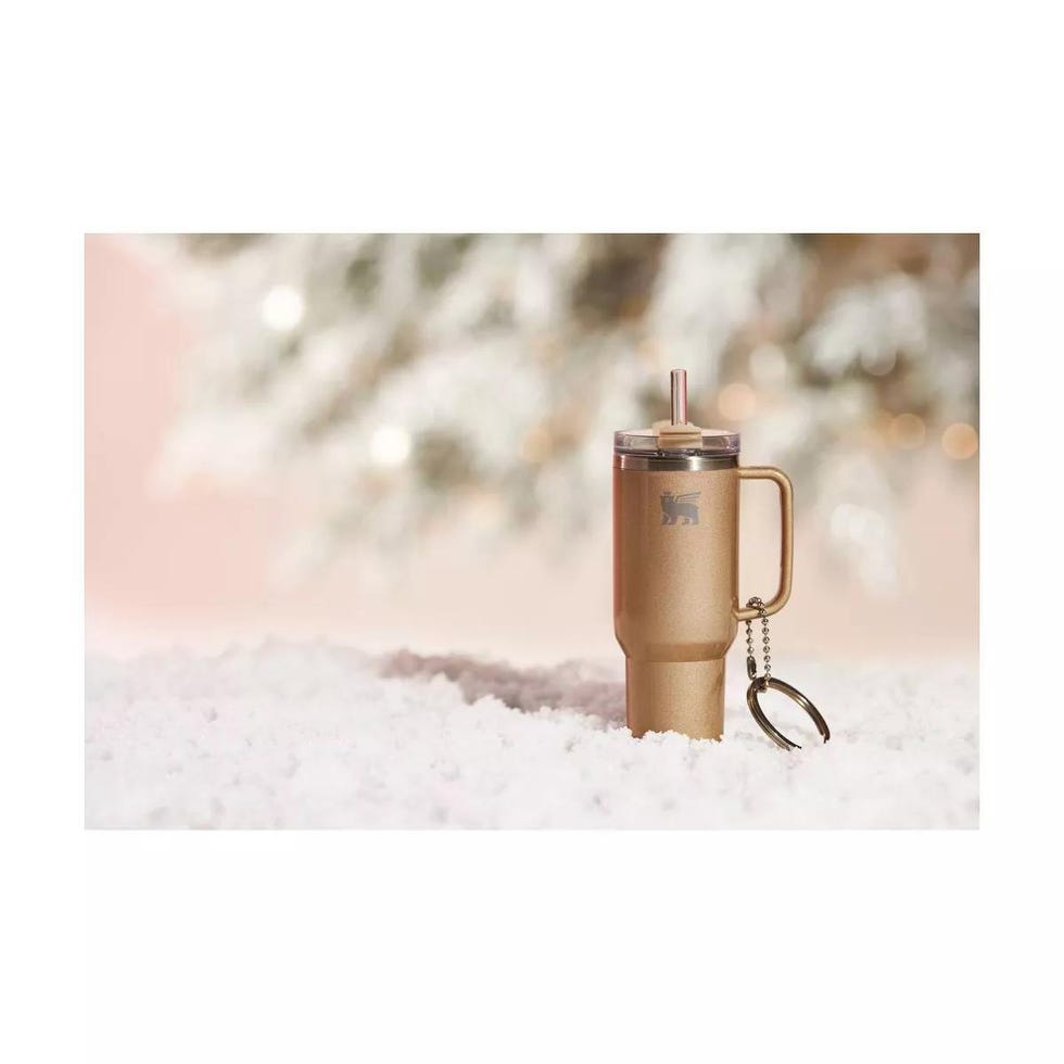 Water Bottle Christmas Tree Ornament Keychain (Gold Shimmer)
