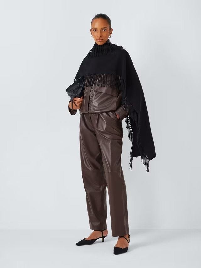 John Lewis Straight Cut Leather Trousers  Chocolate