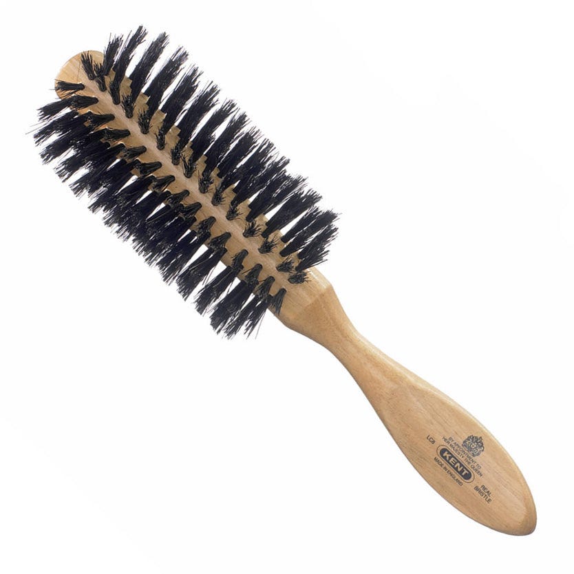 Ladies Finest Cherrywood Pure Black Bristle Half Round Brush