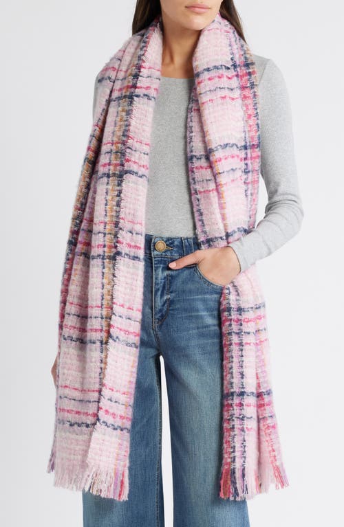 Treasure & Bond Fringe Blanket Scarf in Pink Check Combination at Nordstrom