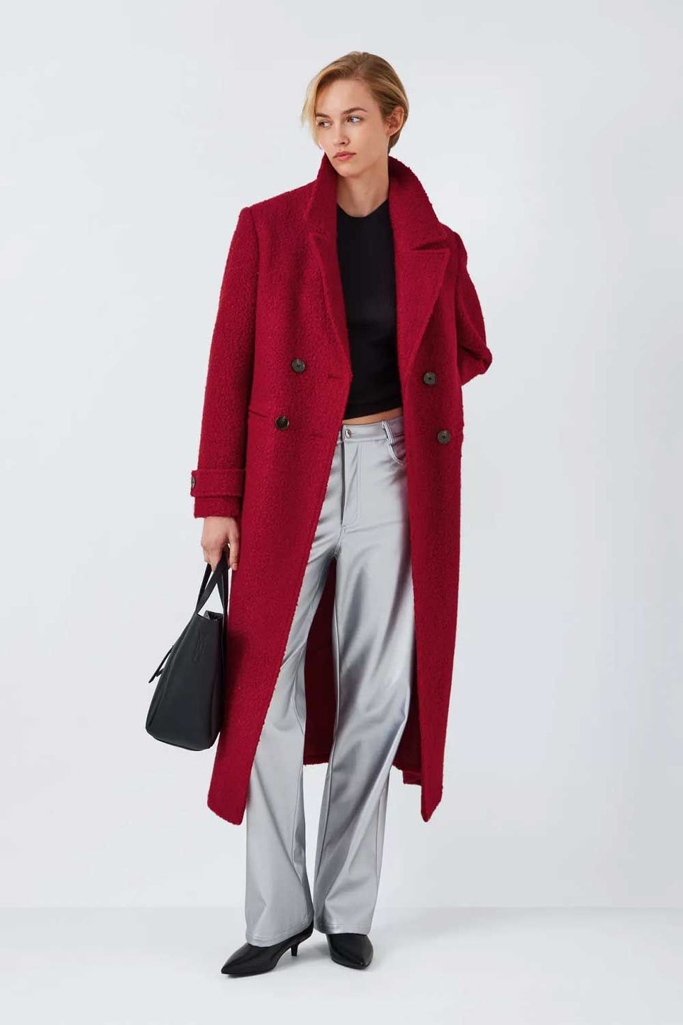 ANYDAY Boucle Double Breasted Coat, Red
