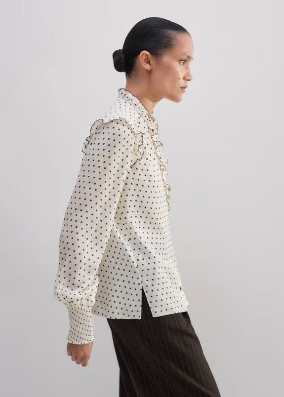 Silk Little Squares Print Blouse