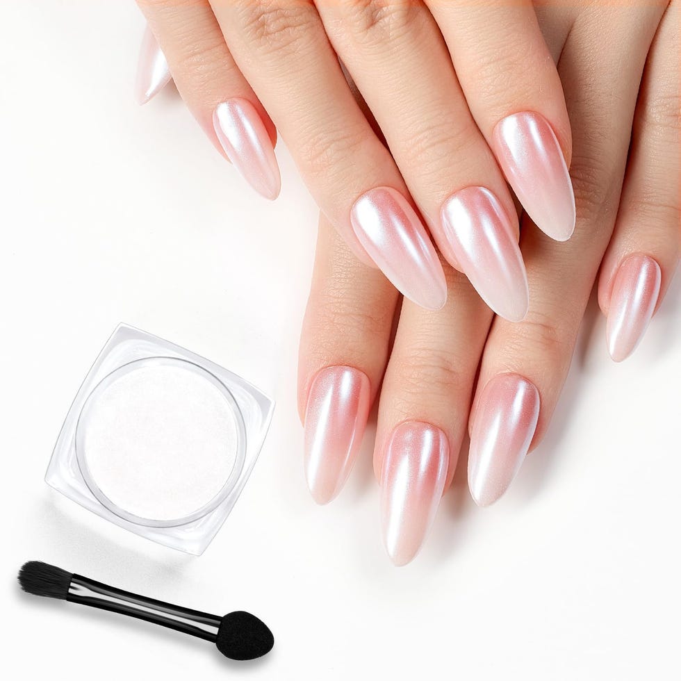 white chrome nail powder