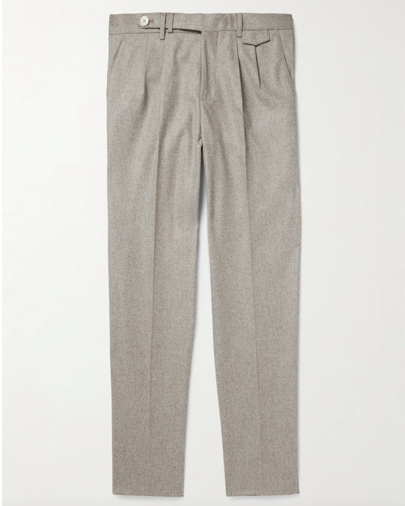 Tapered Pleated Virgin Wool Trousers