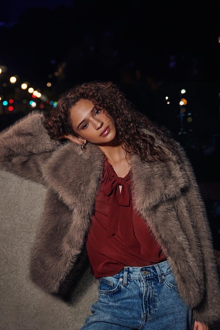 Neutral Short Faux Fur Jacket