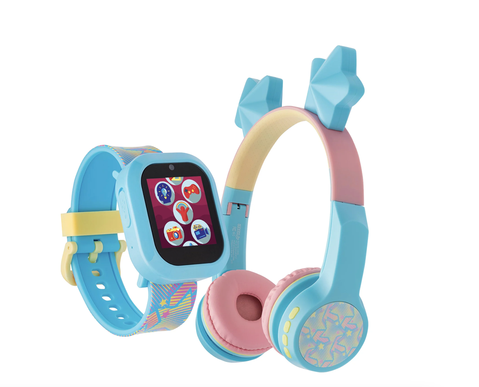 iTech Jr Kids Girls Star Silicone Strap Smartwatch with On Ear Light up Bluetooth Headphones