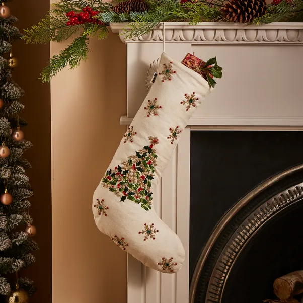 Beaded Tree Christmas Stocking