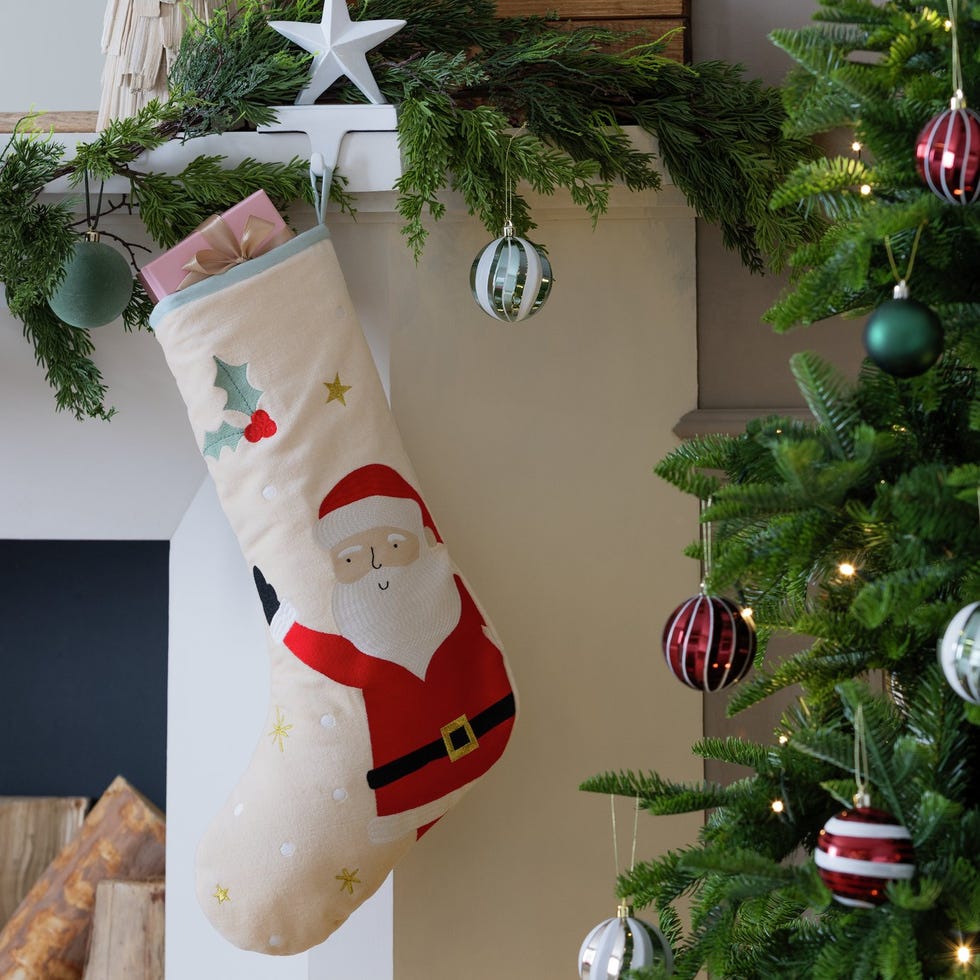 Cream Santa Christmas Stocking