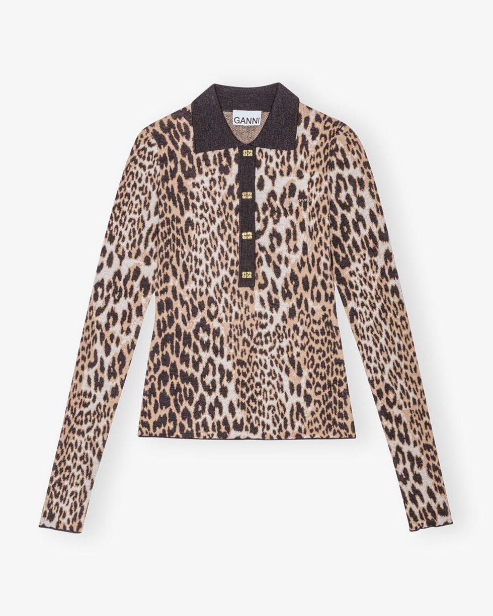 Leopard Knitted Polo Shirt