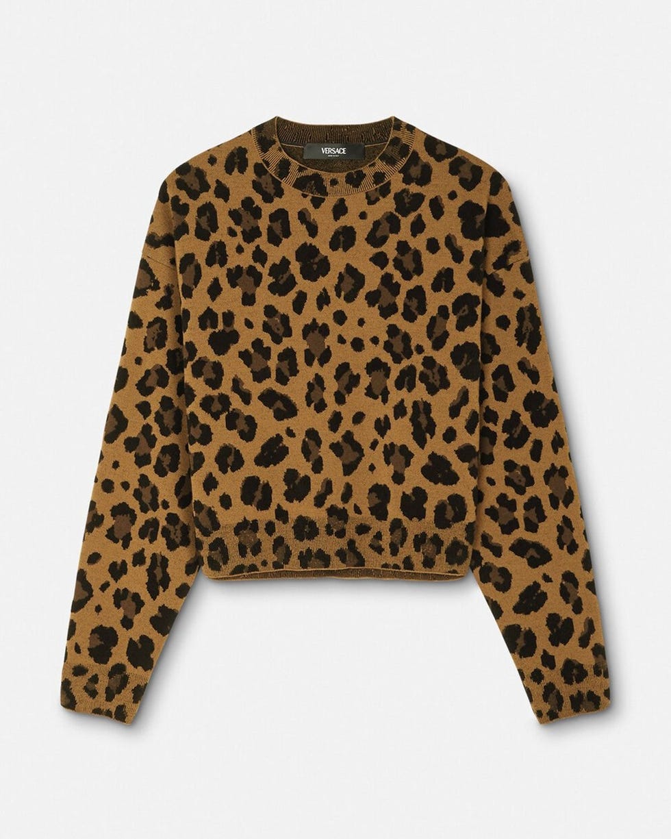 Leopard Jacquard Knit Oversized Sweater