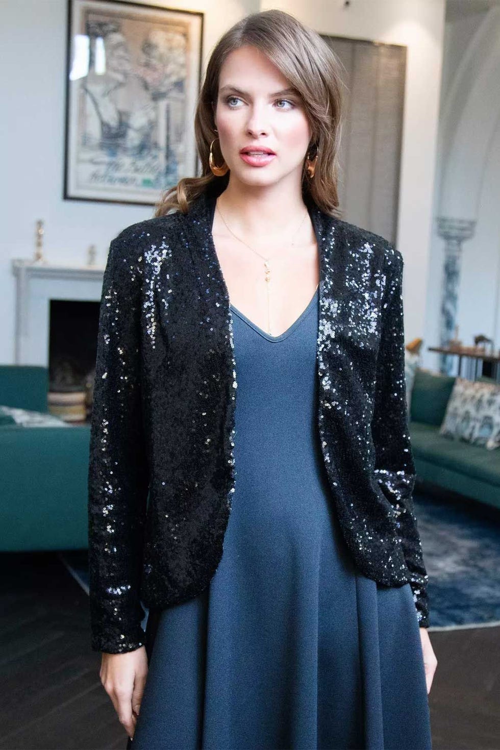 Sequin Jacket, Black