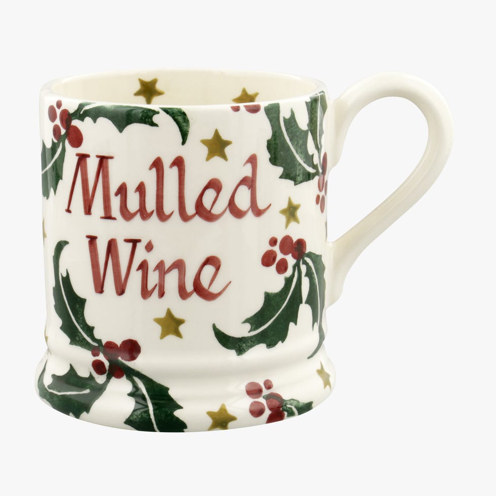 Personalised Christmas Holly With Star 1/2 Pint Mug